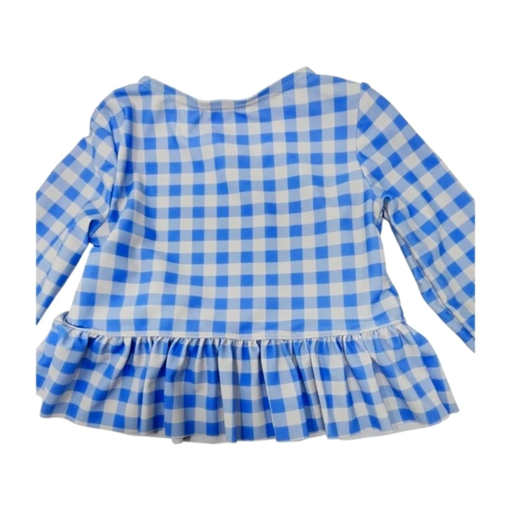 Tommy Bahama Swim Set Rash Guard Shirt 2T Blue Check Bow Long Sleeves